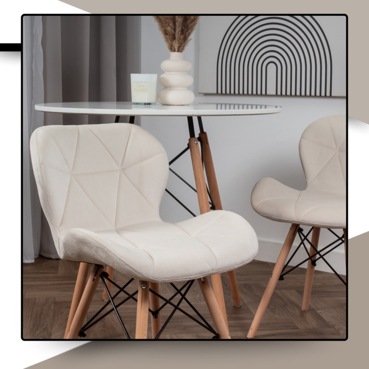 Krzesło Tapicerowane Welurowe Do Jadalni Salonu Pikowane Skandynawskie