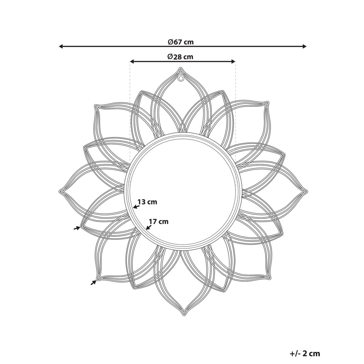 Metalowe lustro ścienne ø 67 cm złote MILLY