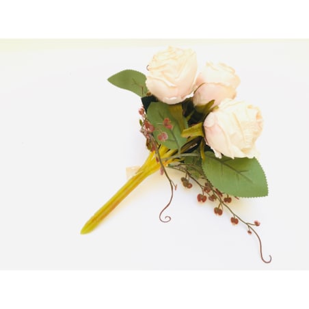 BUKIET róże sztuczne liście na stroik wiązanka do wazonu święta kremowe pik