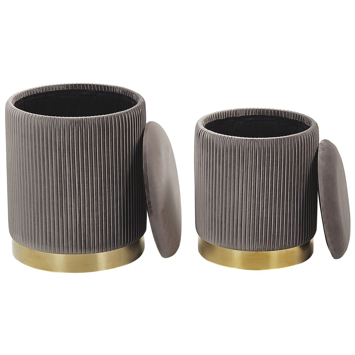 Zestaw 2 pufów ze schowkiem szary MIRAMAR