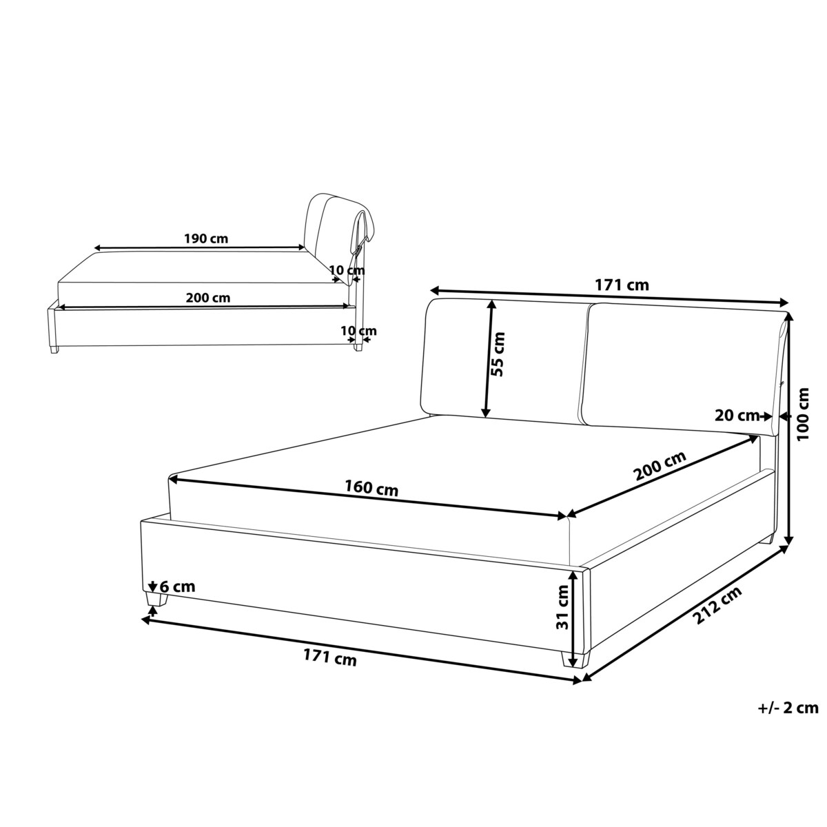Łóżko wodne tapicerowane 160 x 200 cm beżowe BELFORT