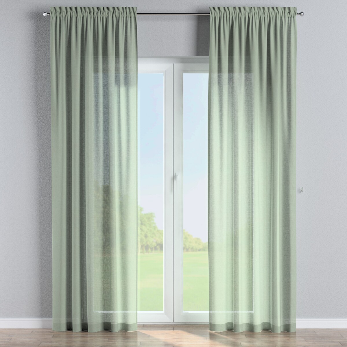 Zasłona na kanale z grzywką 1 szt. 130x245 eukaliptusowo zielony