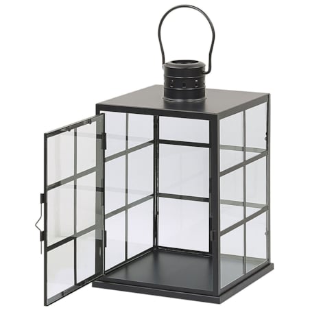 Lampion metalowy 33 cm czarny BINTAN