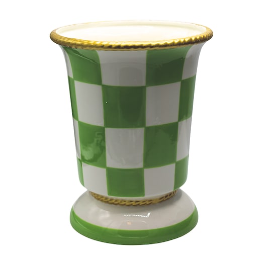 Osłonka doniczka w kratkę 29x26,3x26,3 cm zielono-biała small