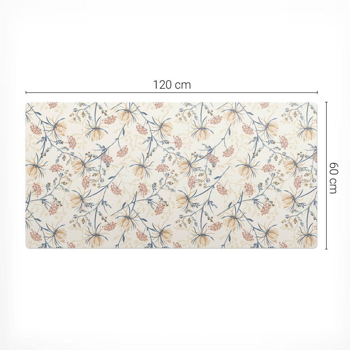 Kremowa mata na biurko Kwiatowy wzór vintage, 120x60 cm