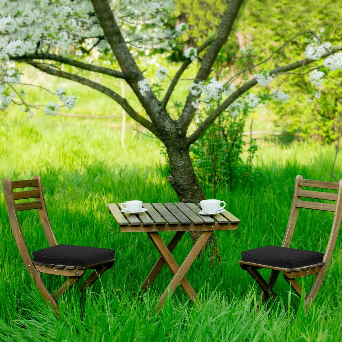 Poduszka Ogrodowa Płaska Pianka Z Zamkiem 60X60 Wodoodporna Czarna