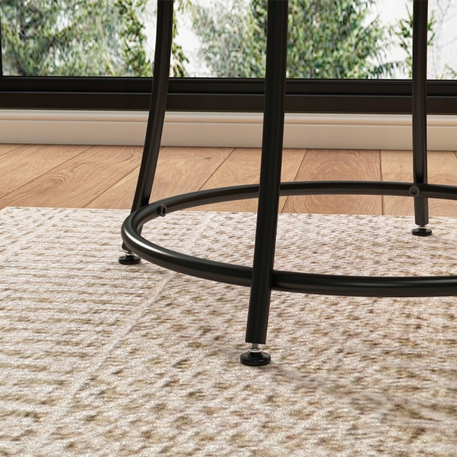 Stolik kawowy industrialny okrągły z półką brąz loft 55 cm