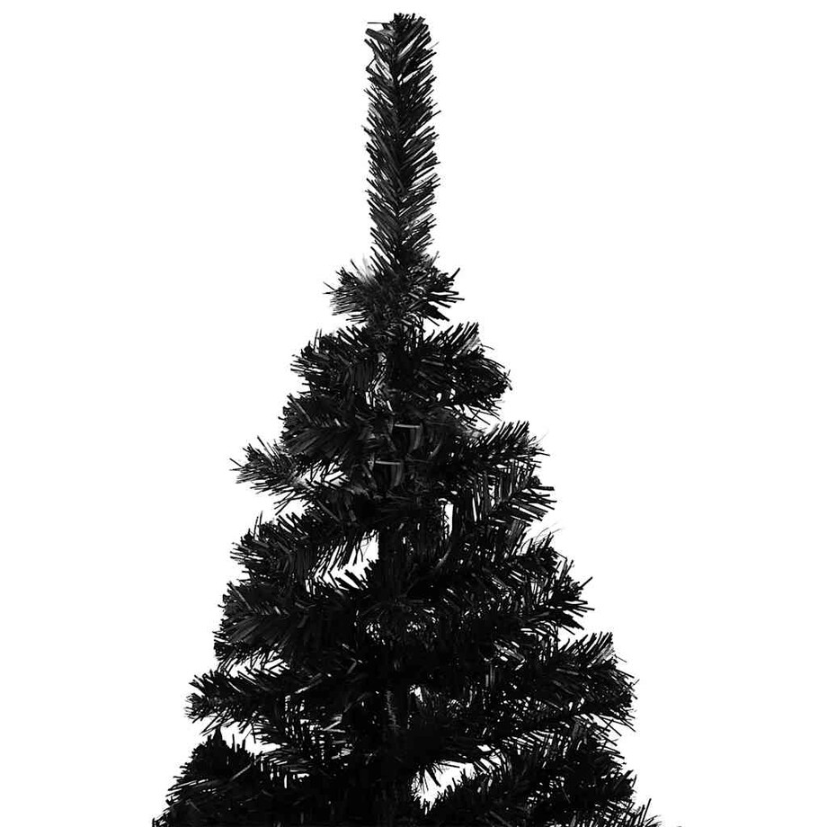 vidaXL Sztuczna choinka z lampkami i bombkami, czarna, 150 cm, PVC