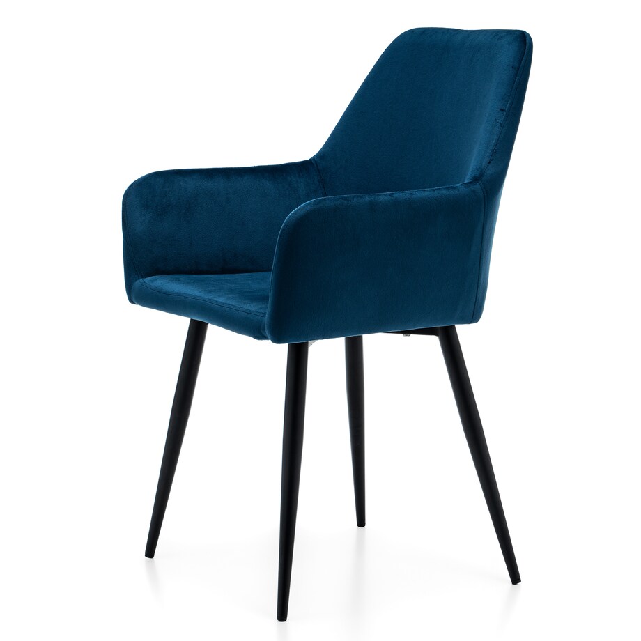 Krzesło tapicerowane welurowe do salonu jadalni IVO granatowe