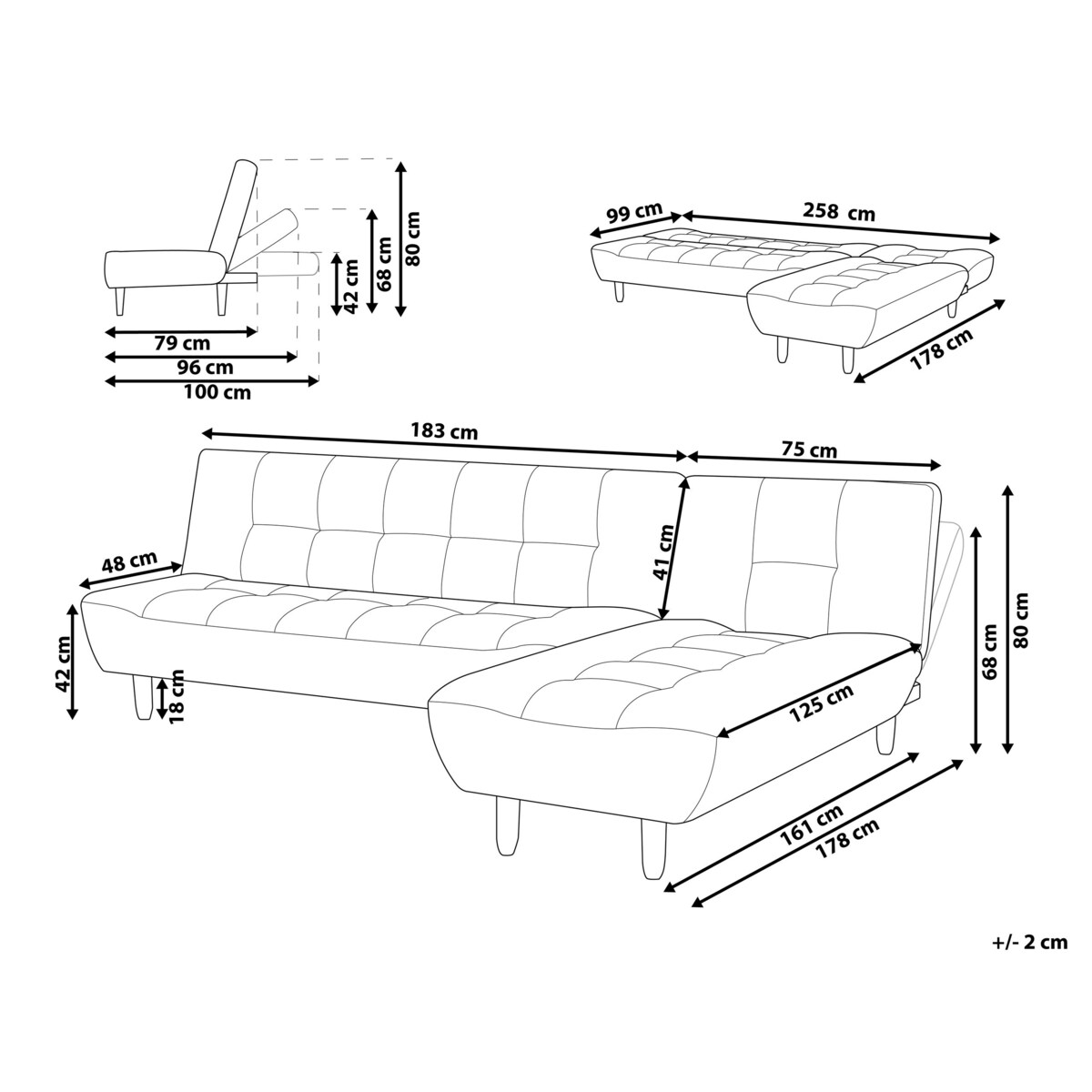 Narożnik rozkładany modułowy dla 4 osób ALSTEN Zielony Lewostronny