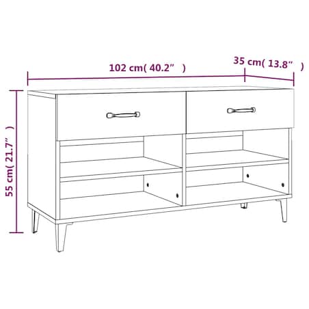 vidaXL Szafka na buty, wysoki połysk, biała, 102x35x55 cm