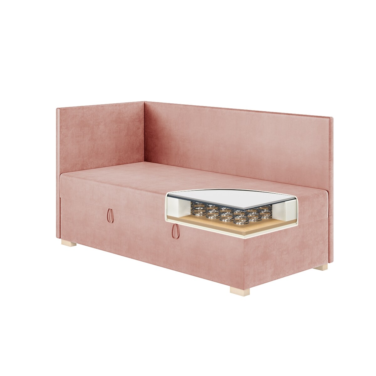 Mesonica Łóżko Flexi, różowe, 90x200, Lewostronne