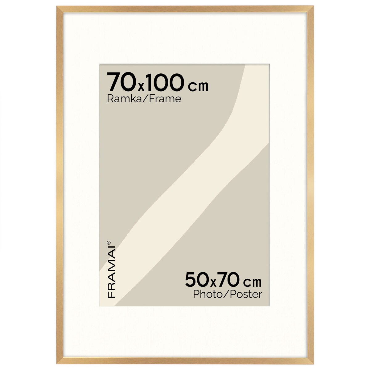 Złota ramka na zdjęcia HEN PASS Z 70x100 cm z passe partout (50x70 cm)