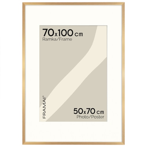 Złota ramka na zdjęcia HEN PASS Z 70x100 cm z passe partout (50x70 cm)