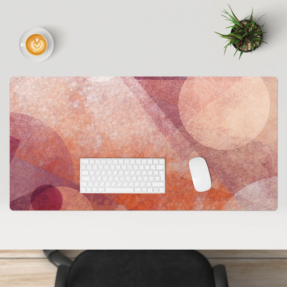 Pomarańczowa mata na biurko Abstrakcyjne koła, 100x50 cm