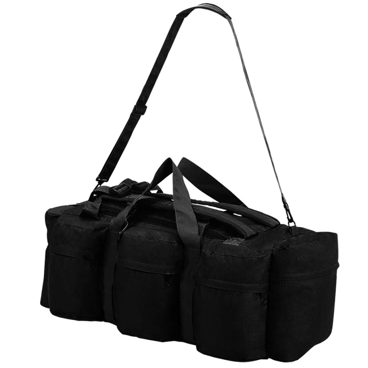 vidaXL Torba wojskowa 3-w-1, worek w stylu militarnym, 90 L, czarna