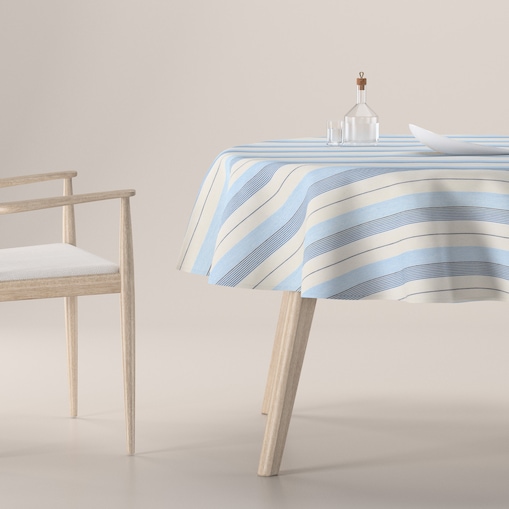 Obrus okrągły 160 x 160 cm niebieskie pasy