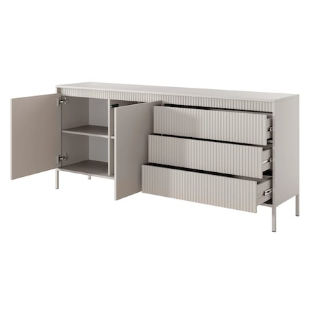 Komoda dwudrzwiowa z szufladami 81,4x187,1 cm LEMAL- big beżowy