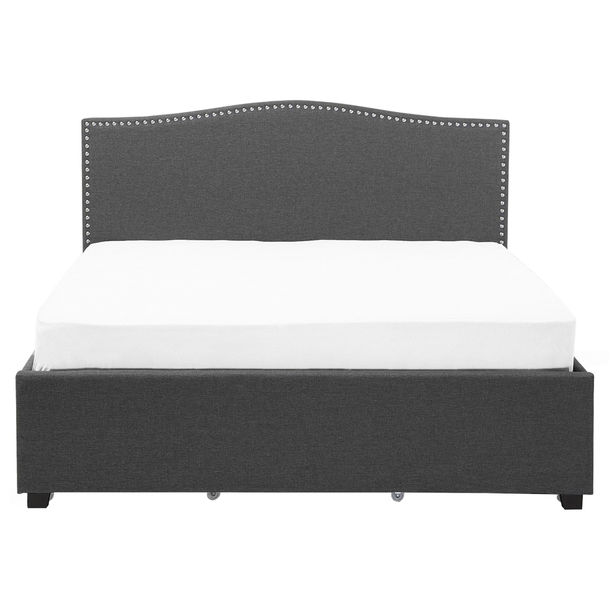 Łóżko z szufladami biały LED tapicerowane 160 x 200 cm szare MONTPELLIER
