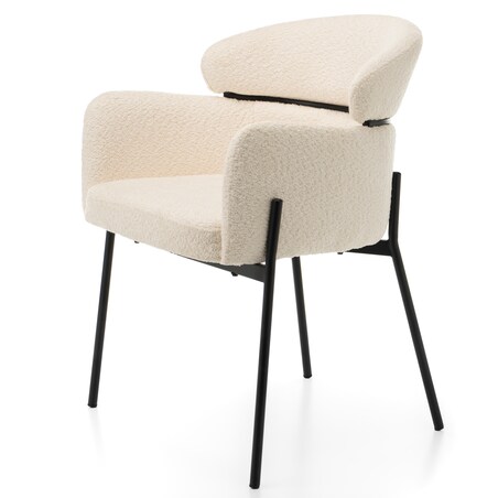 Krzesło tapicerowane boucle do salonu BOLZANO jasnobeżowe ecru