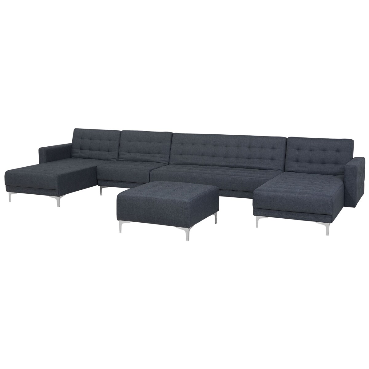 Narożnik rozkładany 6-osobowy z otomaną ciemnoszary ABERDEEN