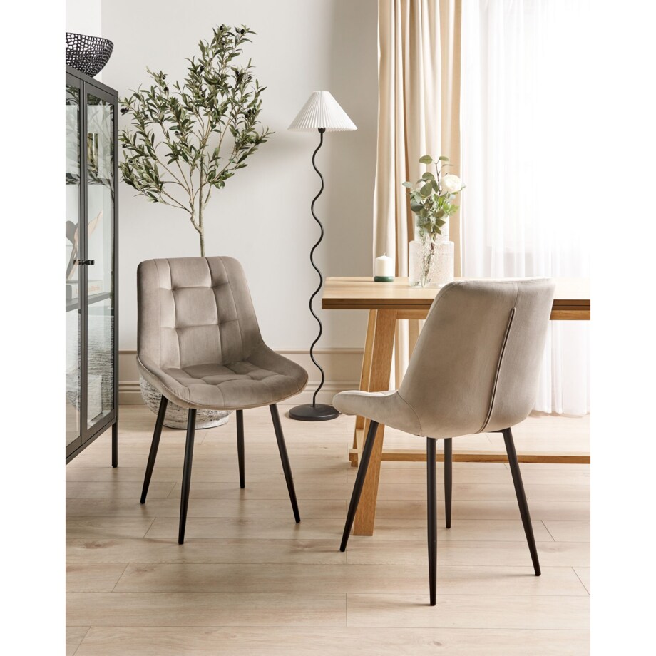 Krzesło do jadalni Zestaw 2 Welur Beżowoszary MELROSE