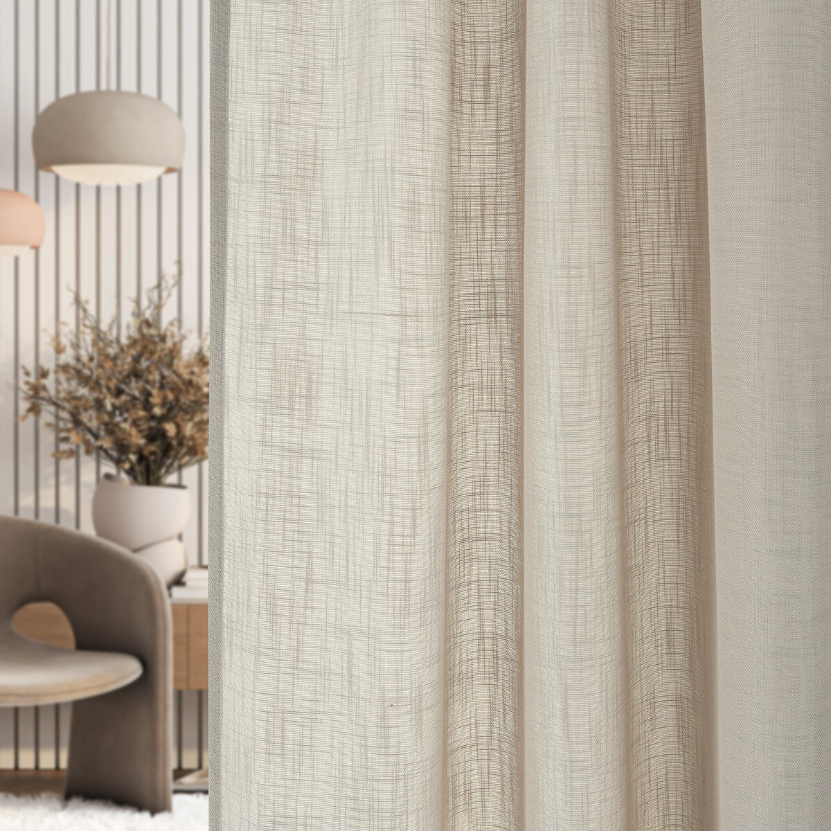 Zasłona na taśmie marszczącej strukturalna beżowa 140 x 280 cm 1 szt. 140x280 beżowy