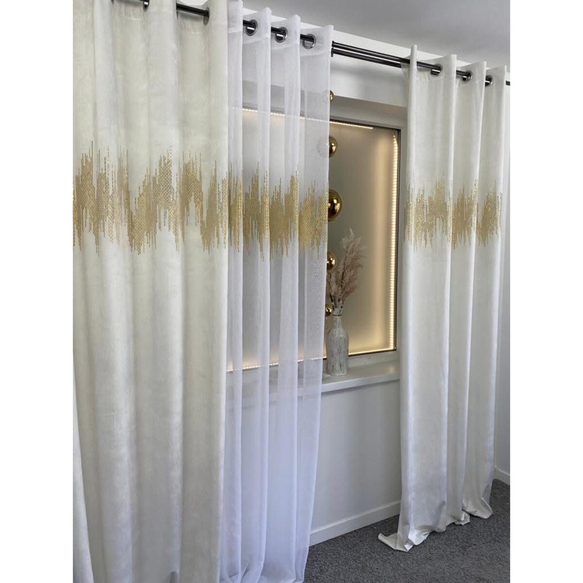 zasłona welurowa ecg gold 140x250 cm śmietanowa