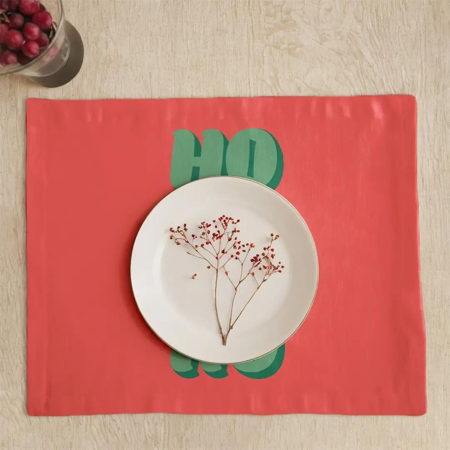 Podkładki świąteczne - HO HO HO - czerwone tło