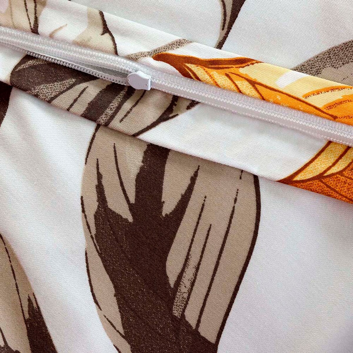 Pościel satyna bawełniana 200x220 Exclusive Leaves w brązowe i złote liście