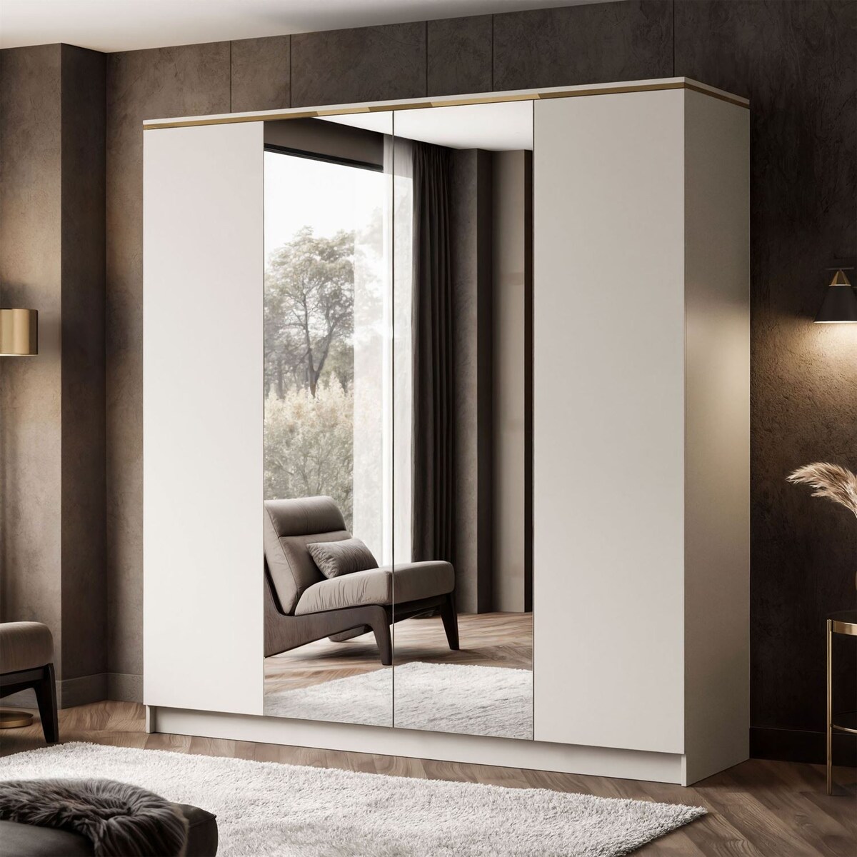 Szafa z lustrem AURORA 4D KASZMIR push to open