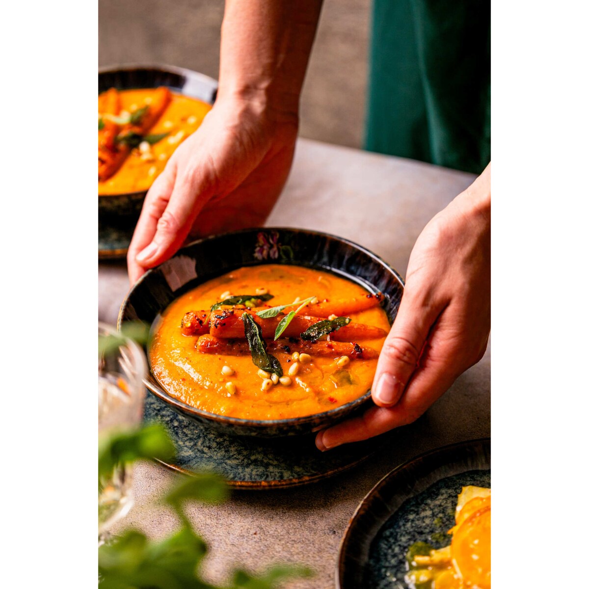 Serwis obiadowy Kasai żółto-zielony na 12 osób 36 szt. Nowoczesny Do zmywarki Komplet talerzy