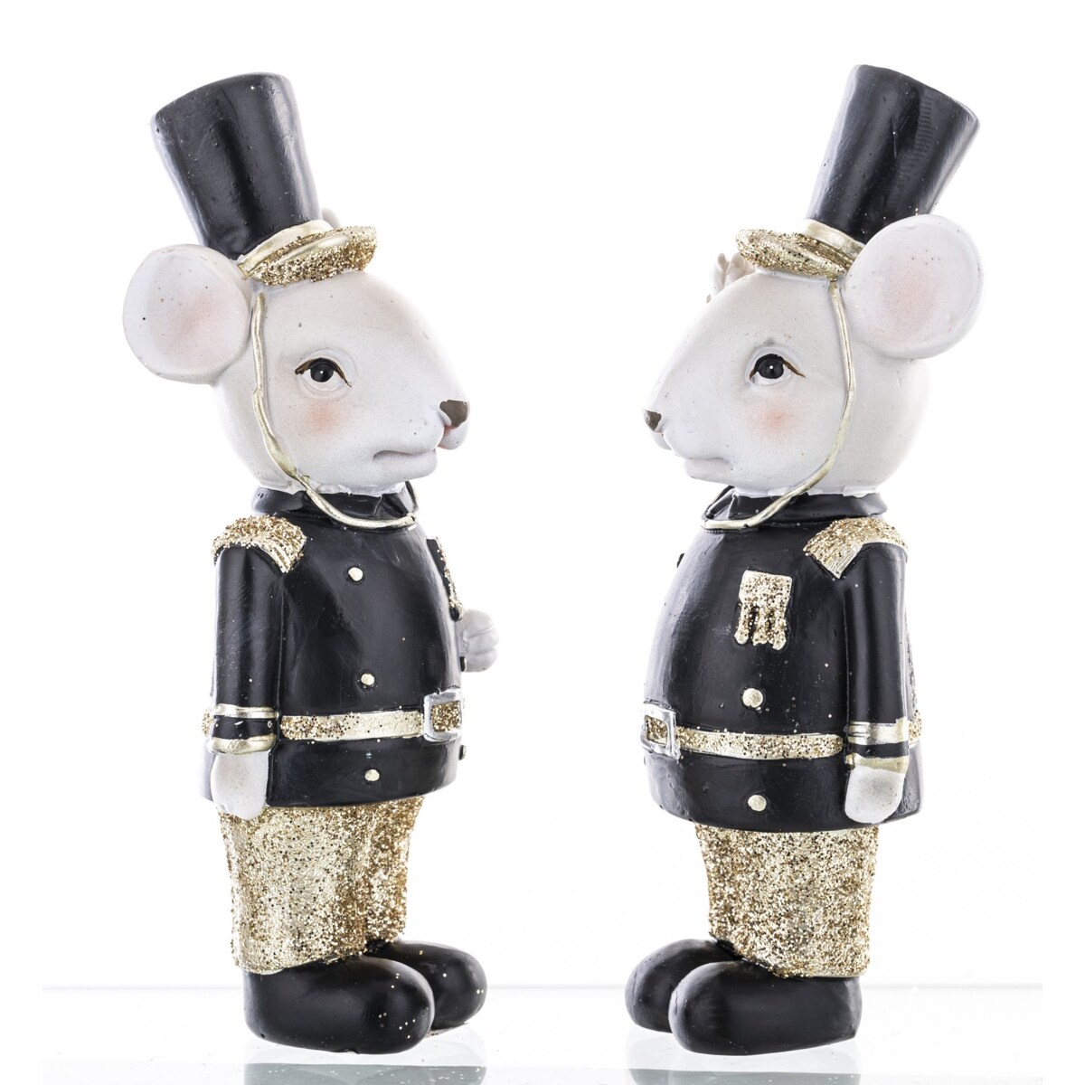 Figurki - 2 myszy w mundurach z orderami 11,5x4,5x4 cm czarne
