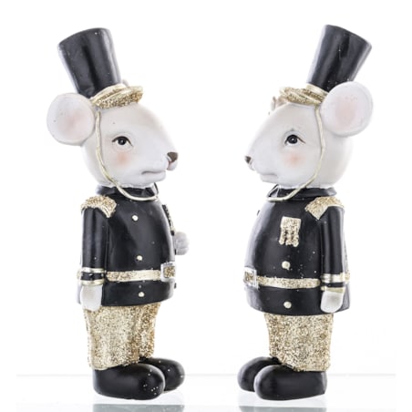 Figurki - 2 myszy w mundurach z orderami 11,5x4,5x4 cm czarne