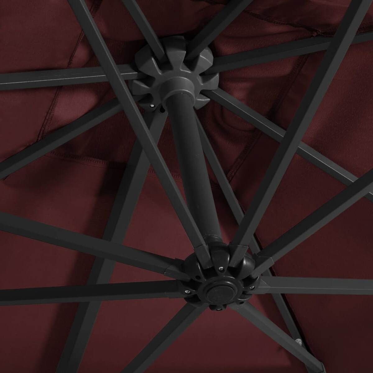 vidaXL Parasol wiszący z LED, bordowy, 250x250 cm