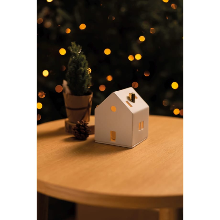 Lampion domek – złoty komin