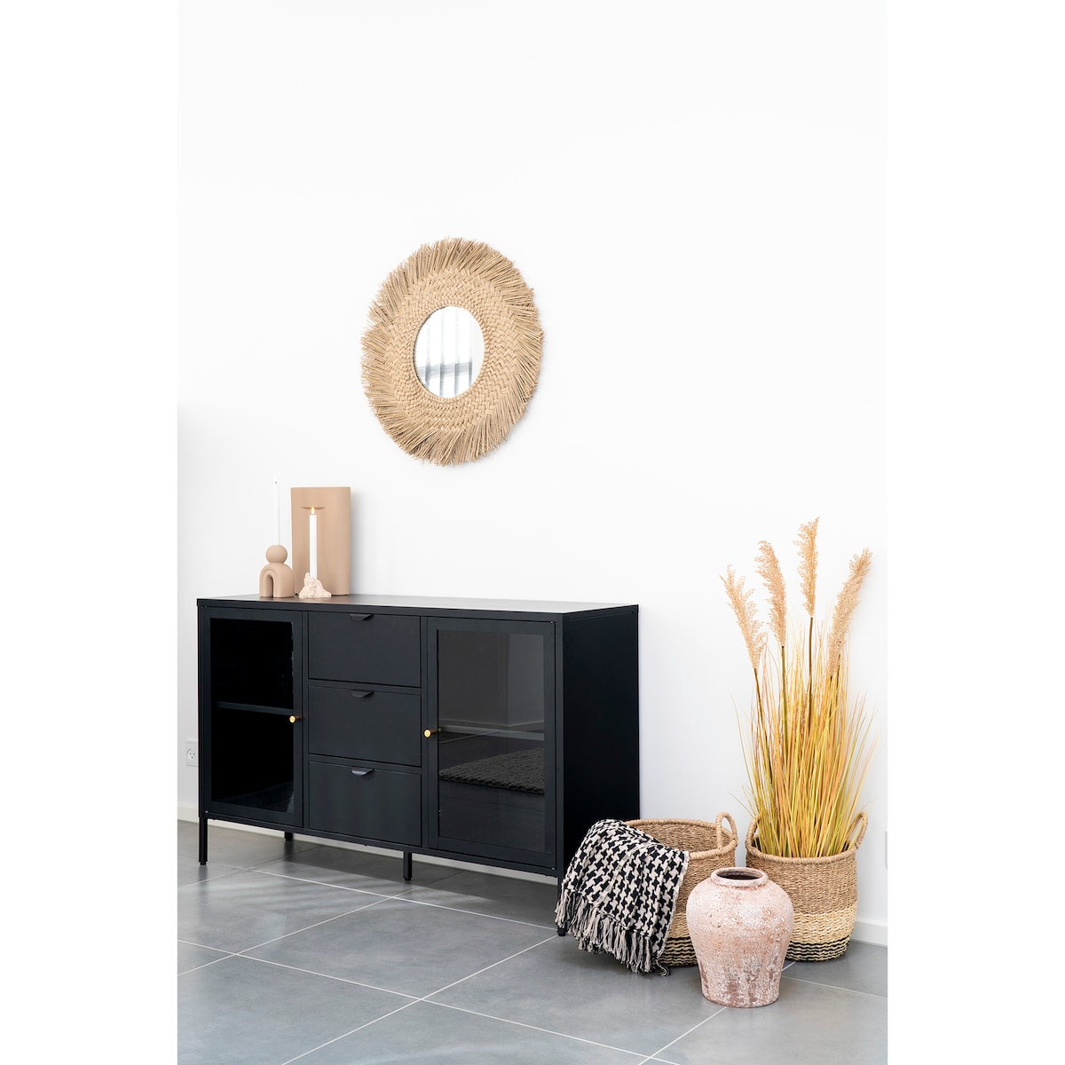Pled Side bawełniany czarno‑biały 130x180 klasyczny do salonu