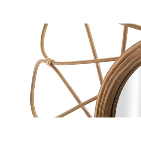 Lustro ścienne Almeria, kolor brązowy, rattan i żelazo, 65,5 x 3 x 65,5 cm, do salonu i przedpokoju, Mauro Ferretti