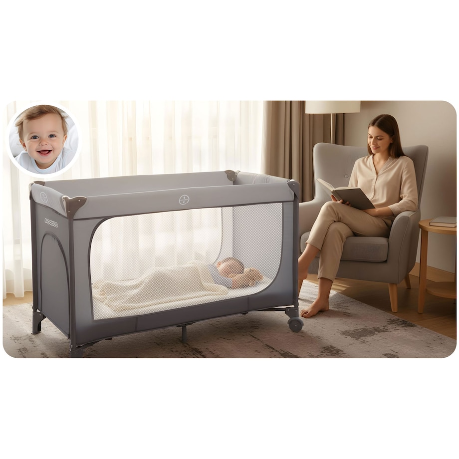 Łóżeczko turystyczne dla dziecka składane podróżne kojec Ricokids + materac + torba