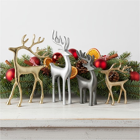 Renifer Figurka Świąteczna Stojąca Dekoracja Ozdoba Złoty 15X16 Cm