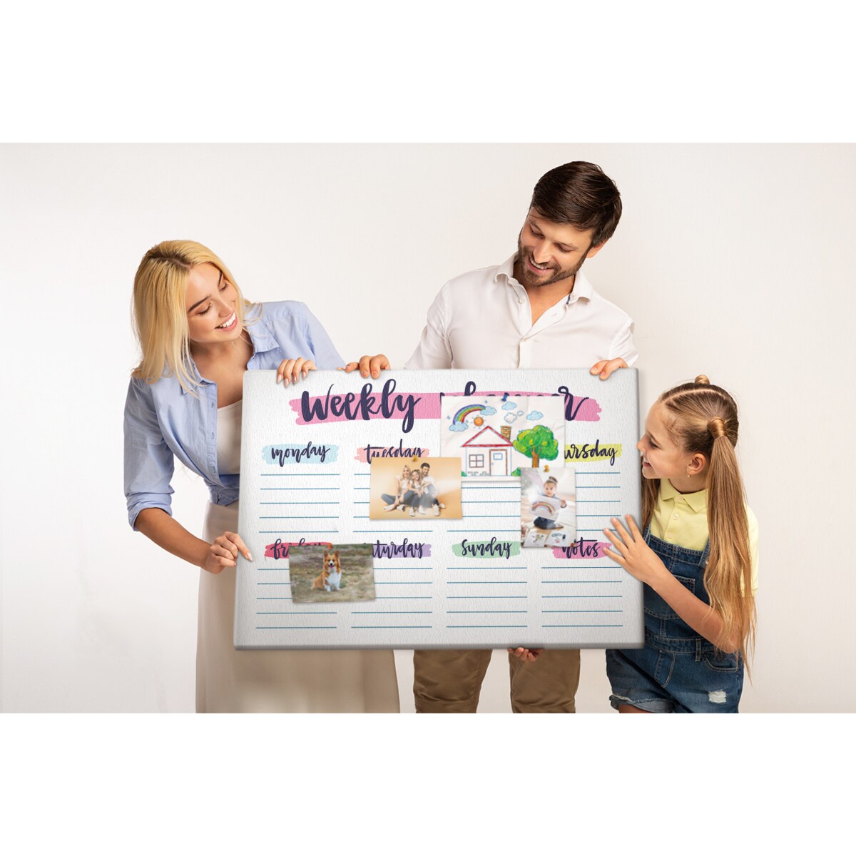 Tablica korkowa Planer tygodniowy 100x70cm - kolorowe pinezki