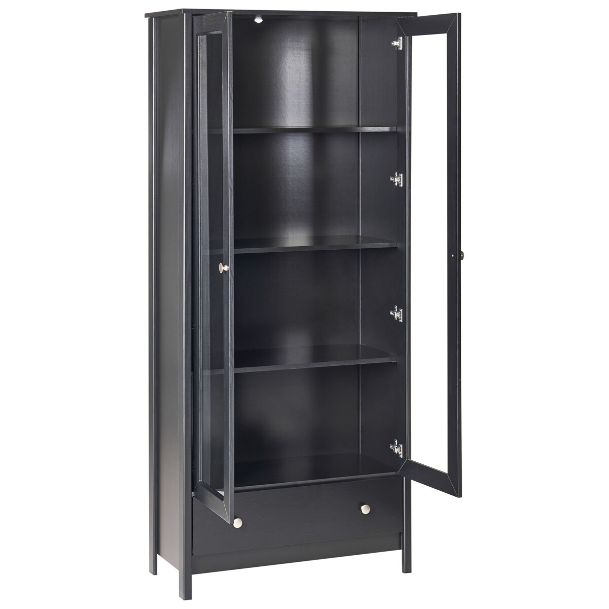 Witryna ze szklaną gablotą czarna NORNALUP
