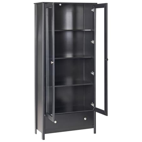 Witryna ze szklaną gablotą czarna NORNALUP