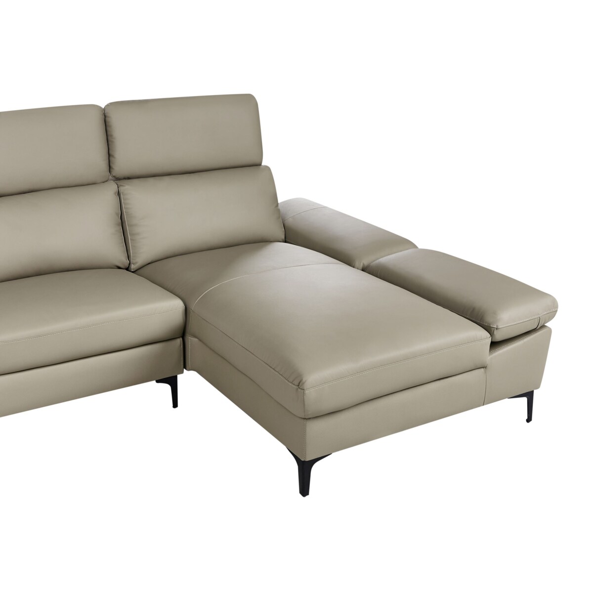 Narożnik FARILA Skóra naturalna Beżowoszary Regulowana dla 4 osób Lewostronny