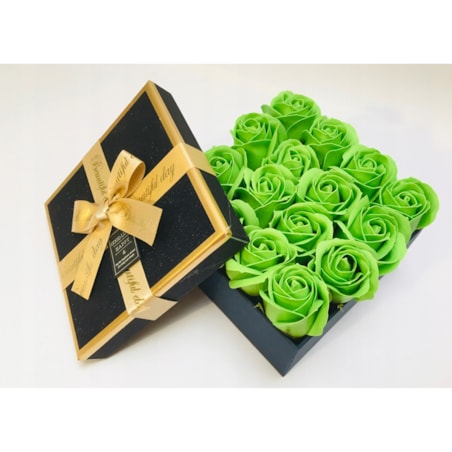 FLOWER BOX PACHNĄCE ZIELONE RÓŻE MYDLANE w pudełku GOTOWY PREZENT kobiet