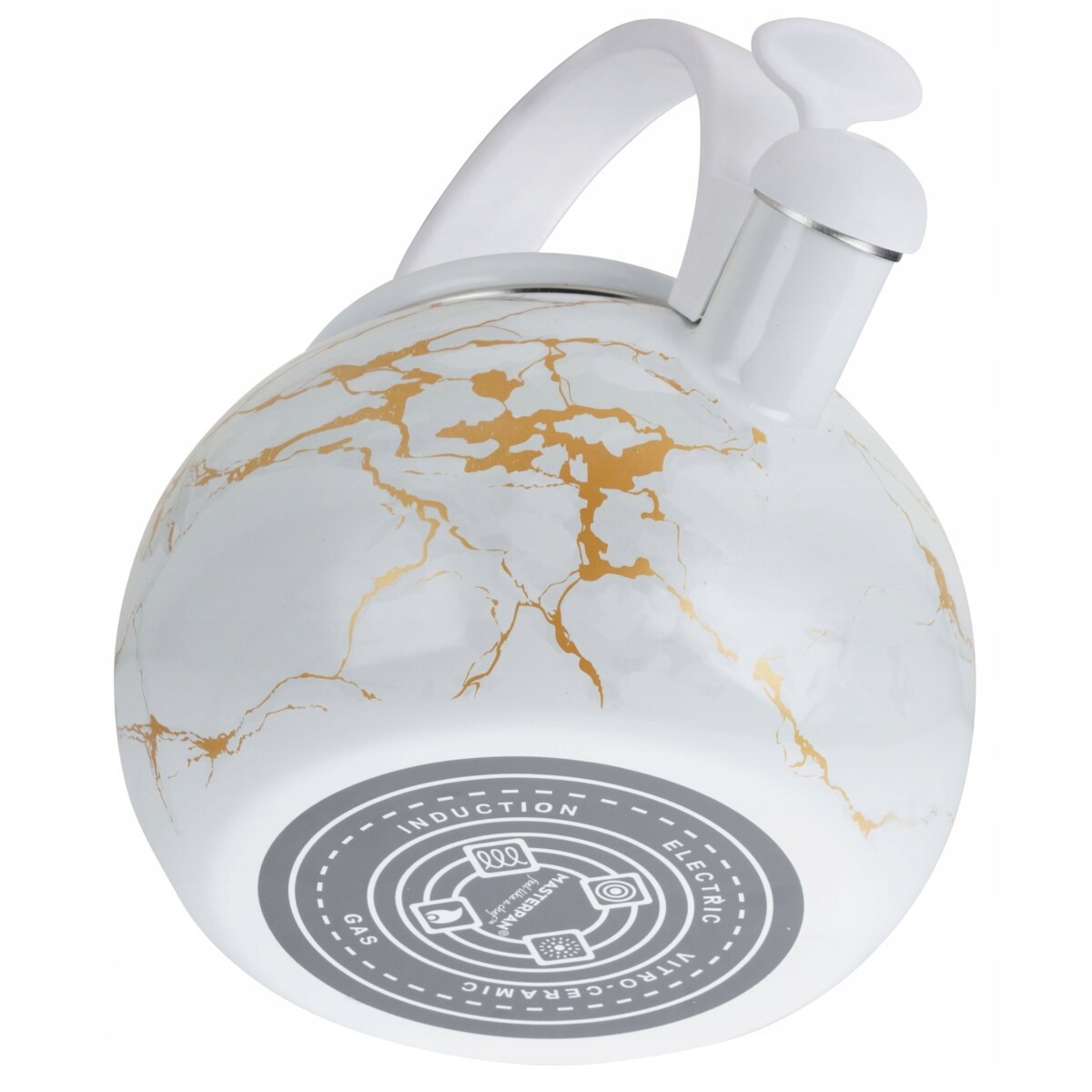 Czajnik Emaliowany Retro 2.2L Z Gwizdkiem Biały Stal Węglowa Indukcja Gaz