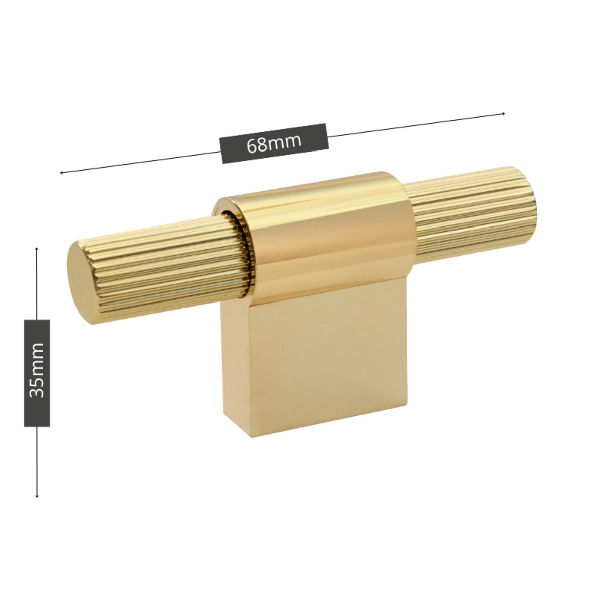 Gałka do mebli złota uchwyt meblowy podłużny połysk 68 mm