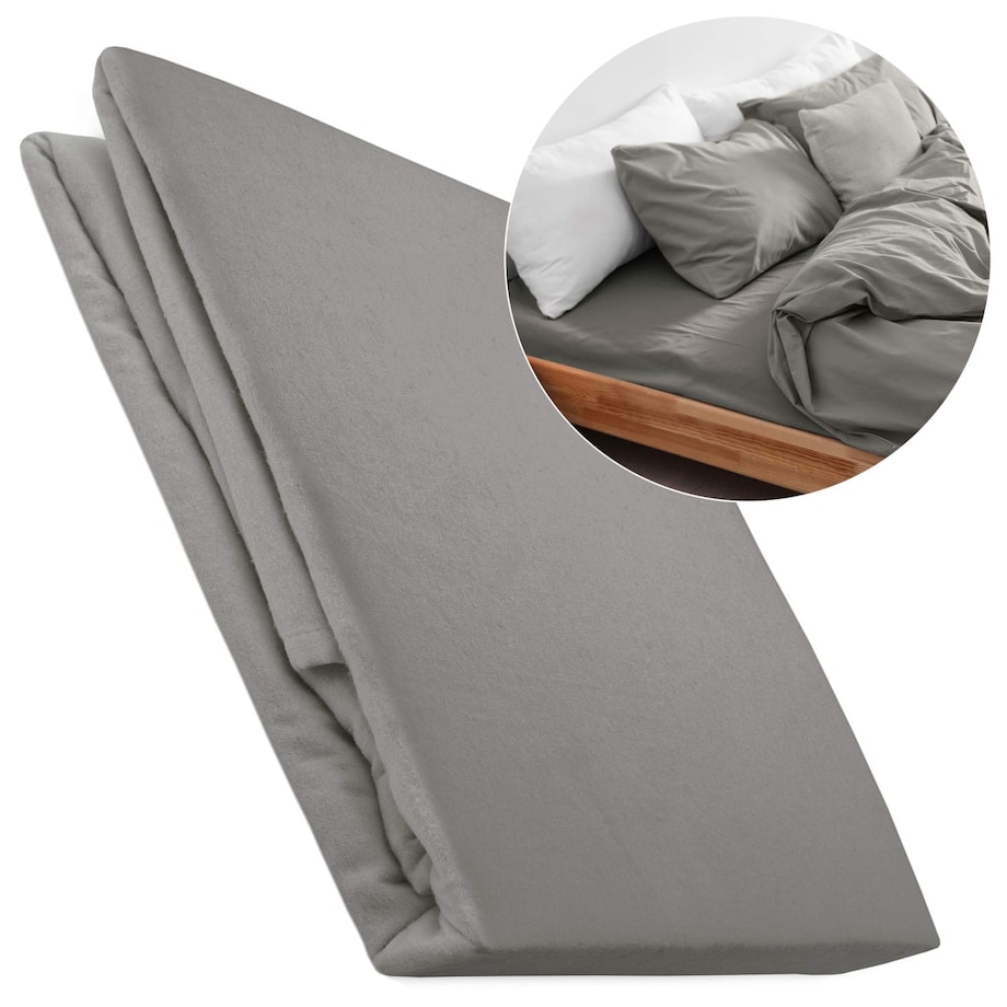 Prześcieradło flanela z gumką 200x220 kolor szary