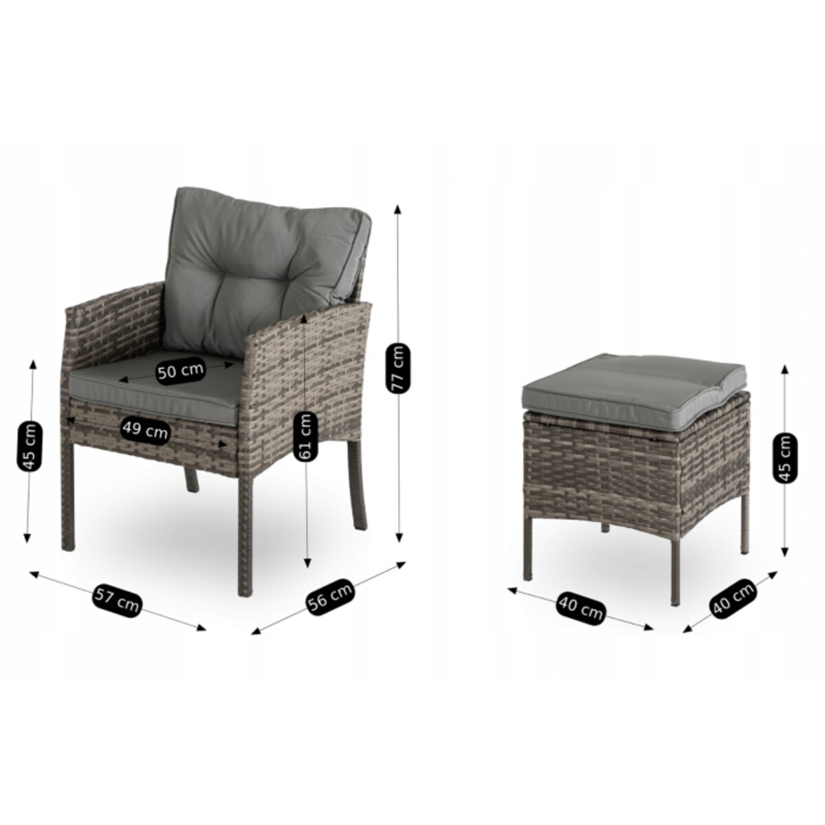 Zestaw Mebli Ogrodowych Technorattan Na Taras Ogród Komplet Szary ATLANTA