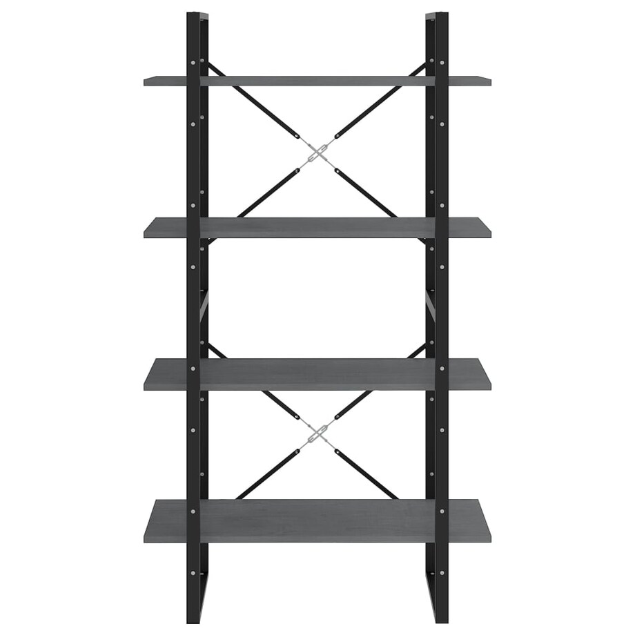 vidaXL Regał na książki, 4 półki, szary, 80x30x140 cm, drewno sosnowe